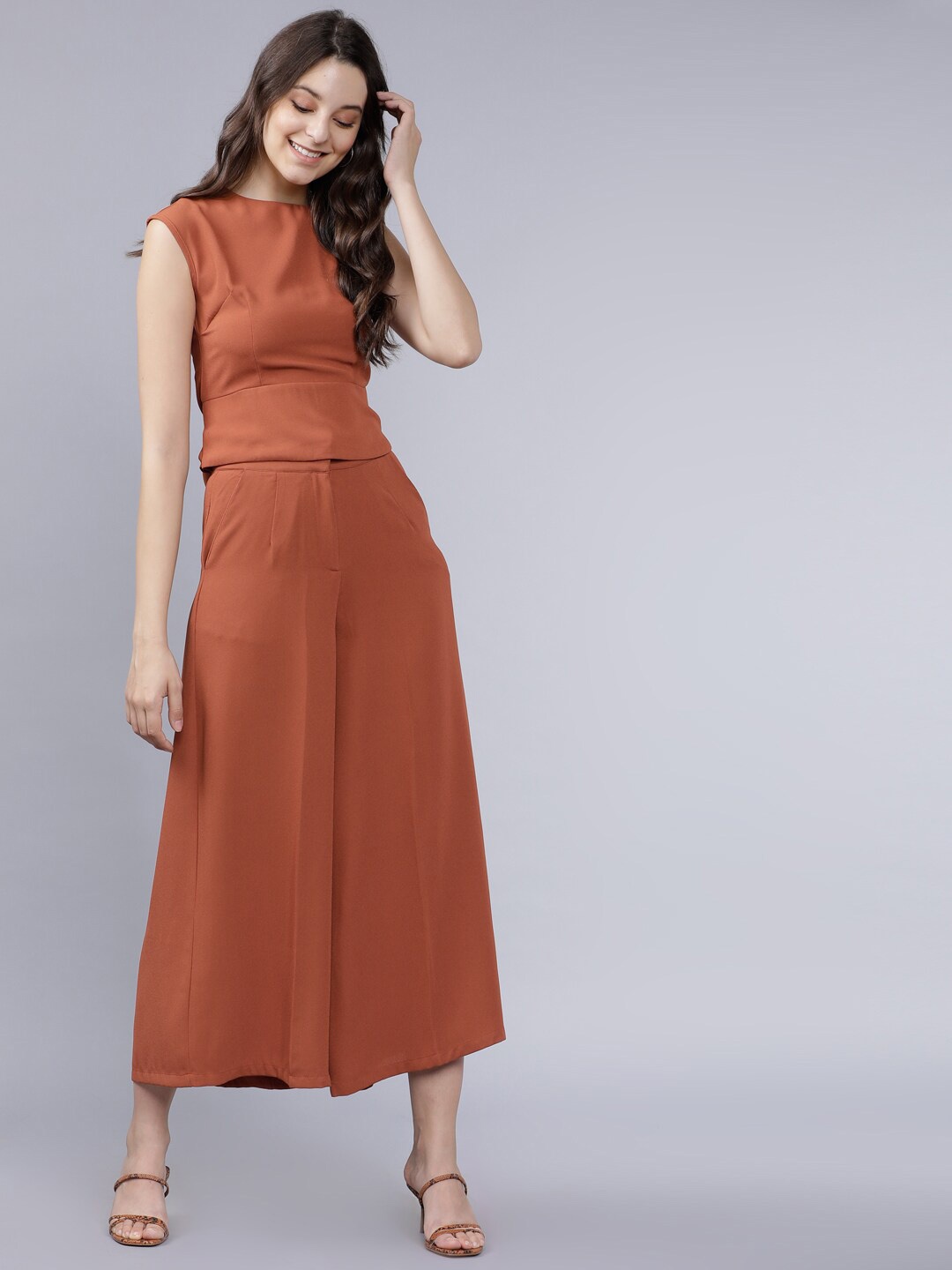 

Tokyo Talkies Women Brown Solid Two-Piece Co-ords