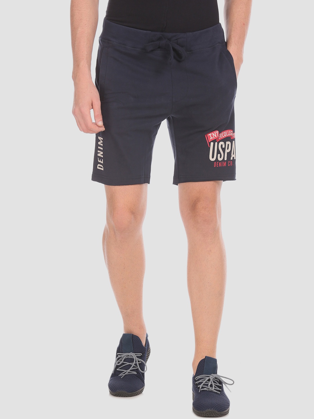

U.S. Polo Assn. Denim Co. Men Navy Blue Solid Regular Fit Sports Shorts