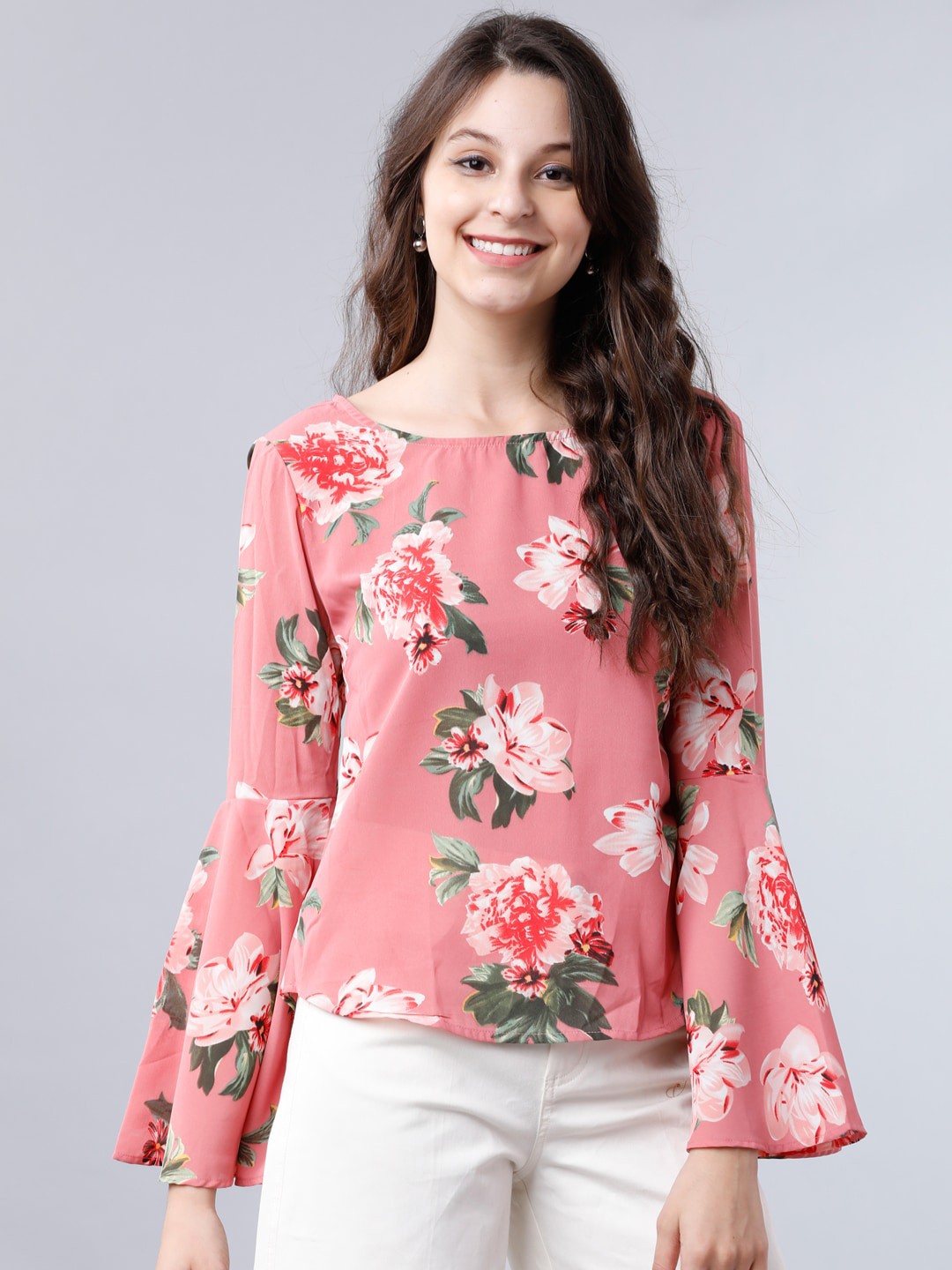 

Tokyo Talkies Women Pink Floral Printed Top