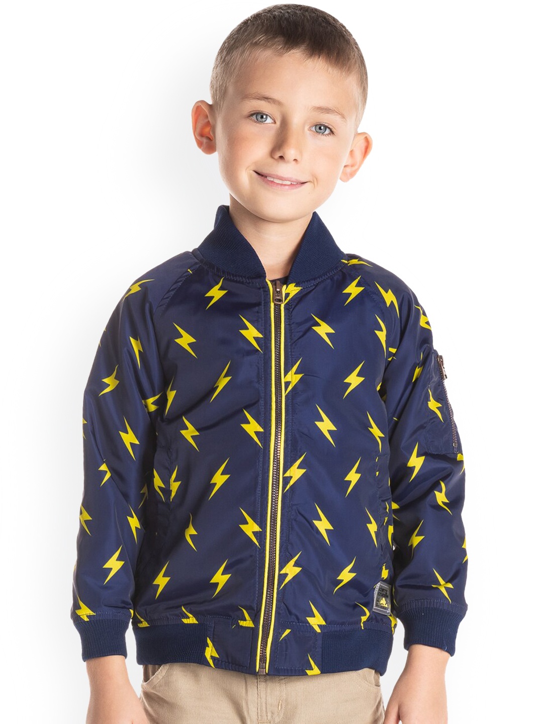 Cherry Crumble Unisex Kids Blue Printed Tailored Jacket