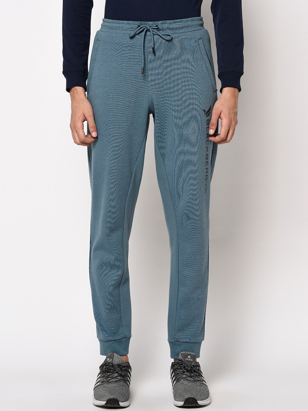 

Blackberrys Men Teal Blue Solid Slim-Fit Joggers
