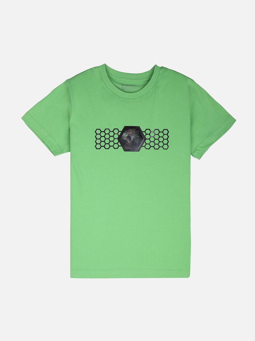 

PROTEENS Boys Green Spiderman Printed Round Neck T-shirt