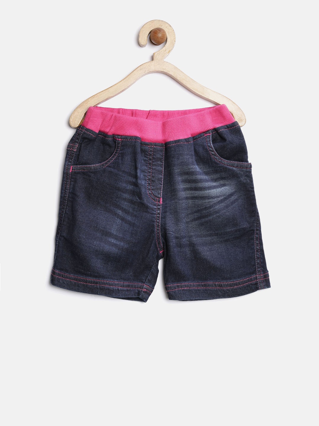 

StyleStone Girls Navy Blue Solid Regular Fit Denim Shorts
