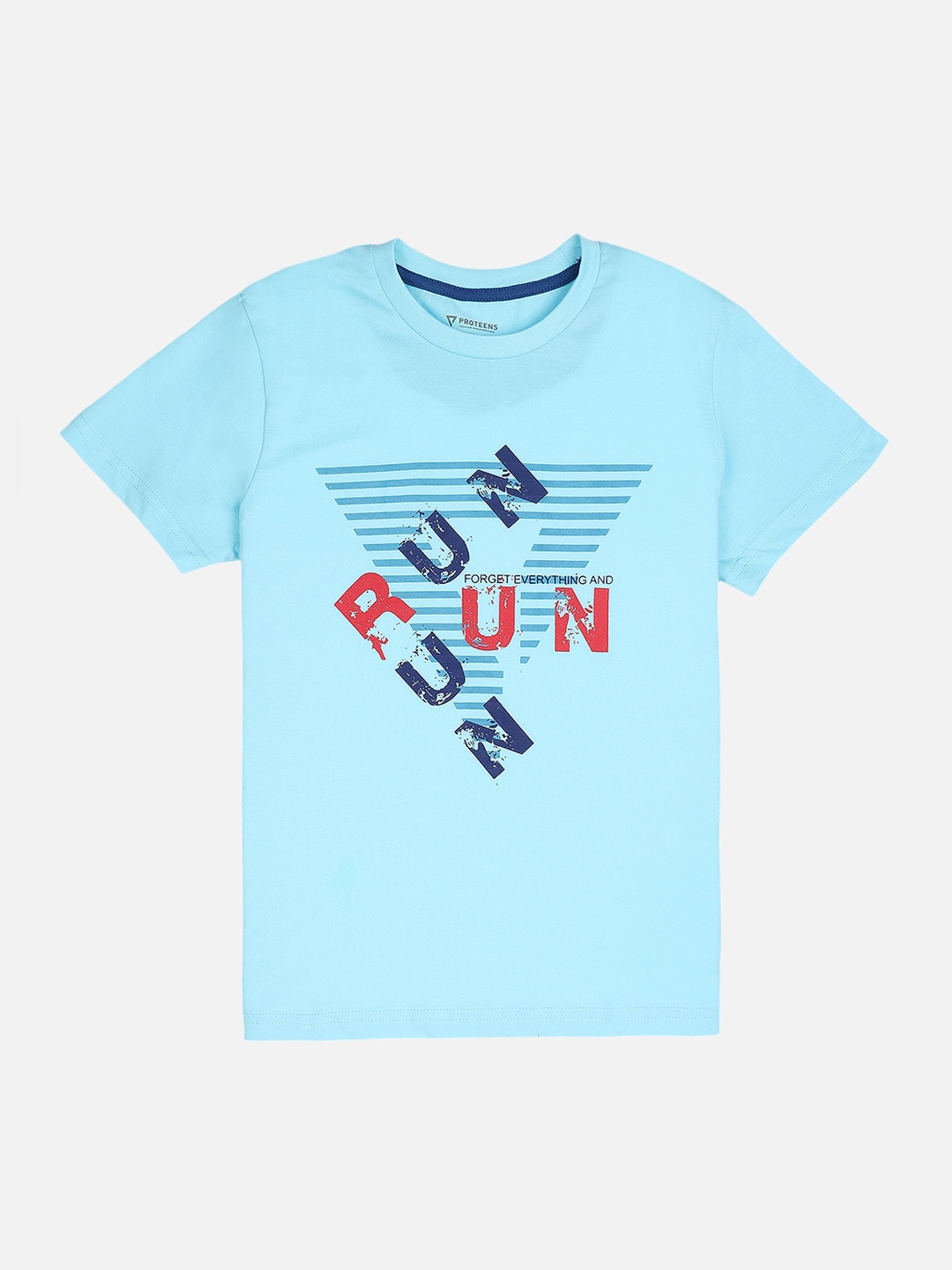 PROTEENS Boys Blue Printed Round Neck T-shirt