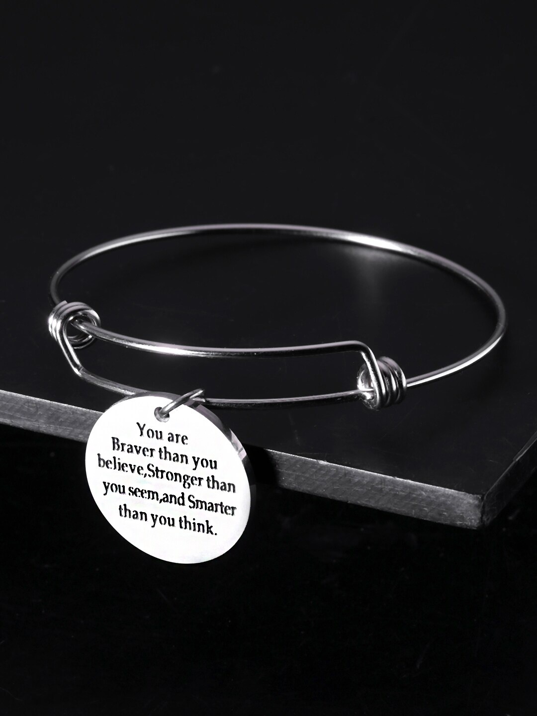 

Yellow Chimes Silver-Toned & Rhodium-Plated Bangle-Style Bracelet