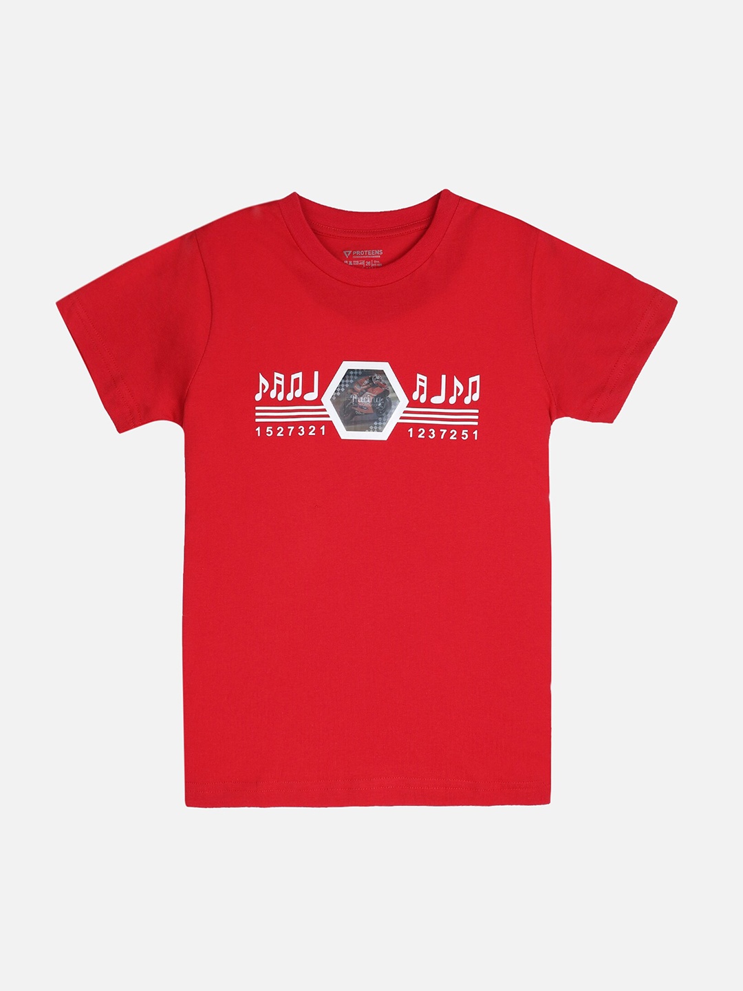 

PROTEENS Boys Red Printed Round Neck T-shirt