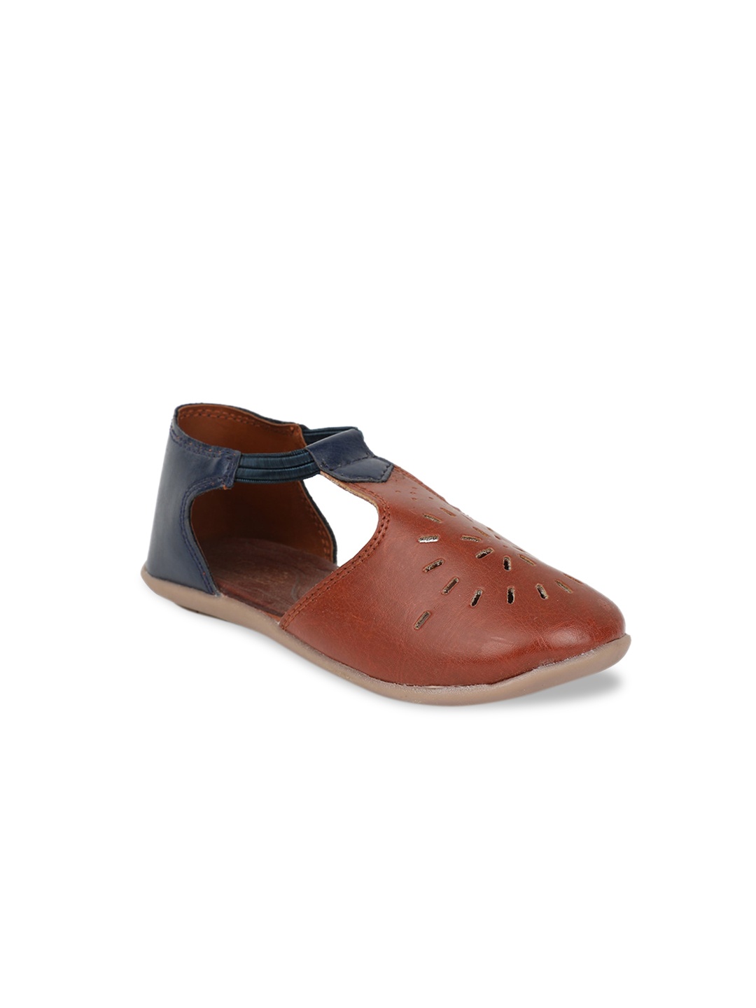

Bubblegummers Girls Brown & Navy Blue Colourblocked PU Ballerinas