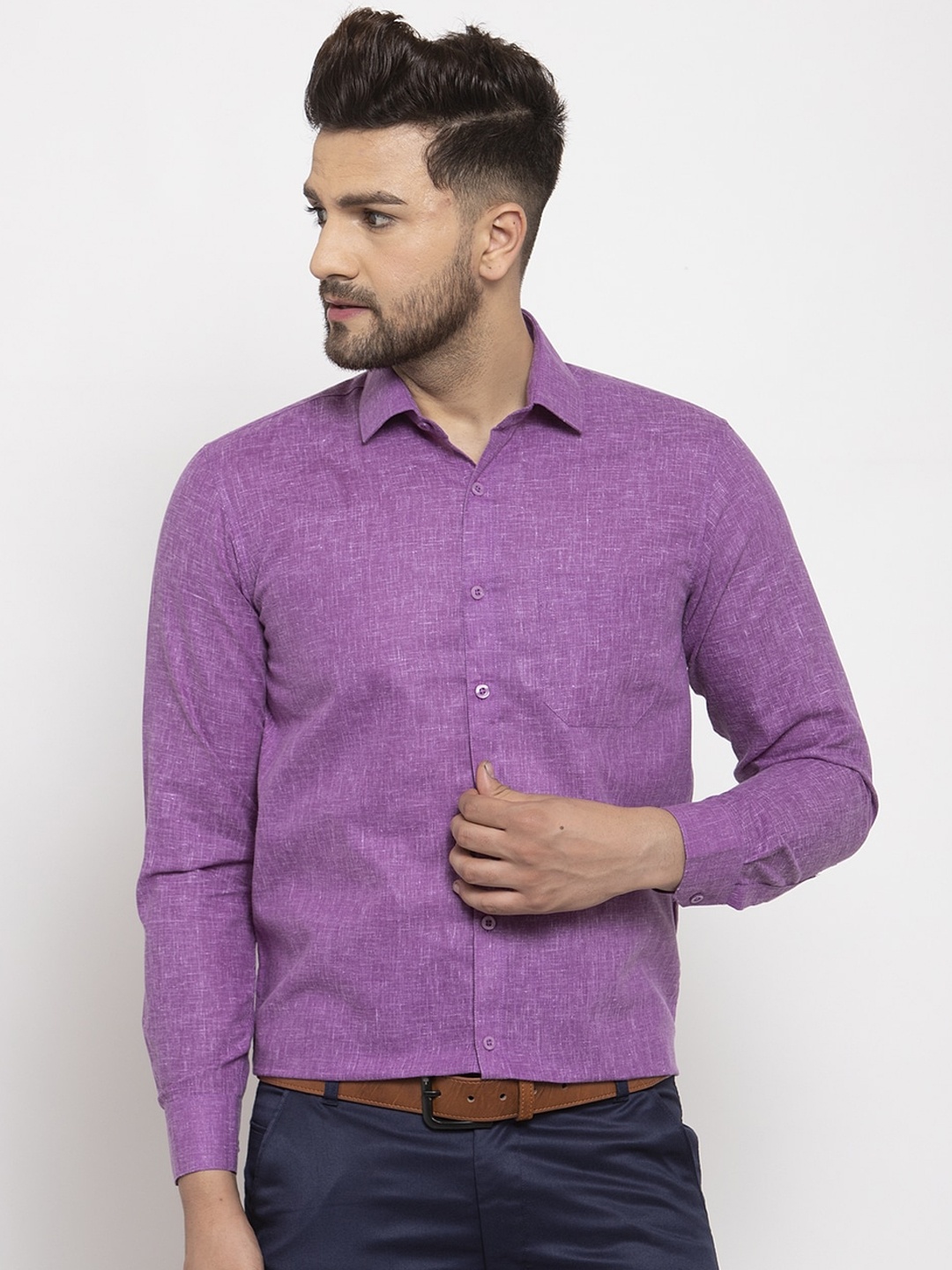 

JAINISH Men Purple Smart Regular Fit Solid Formal Shirt