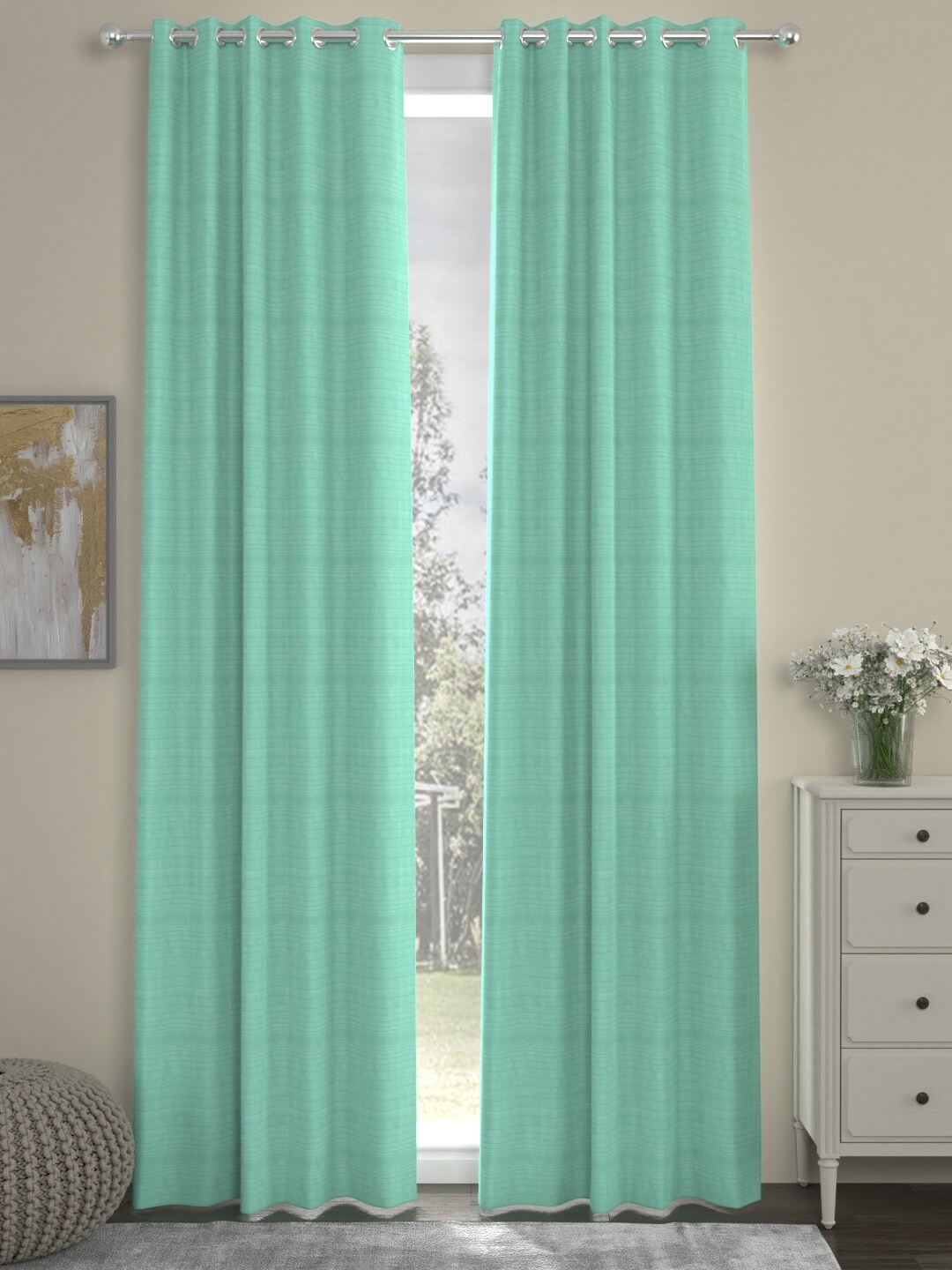 

ROSARA HOME Turquoise Blue Set of 2 Door Curtains