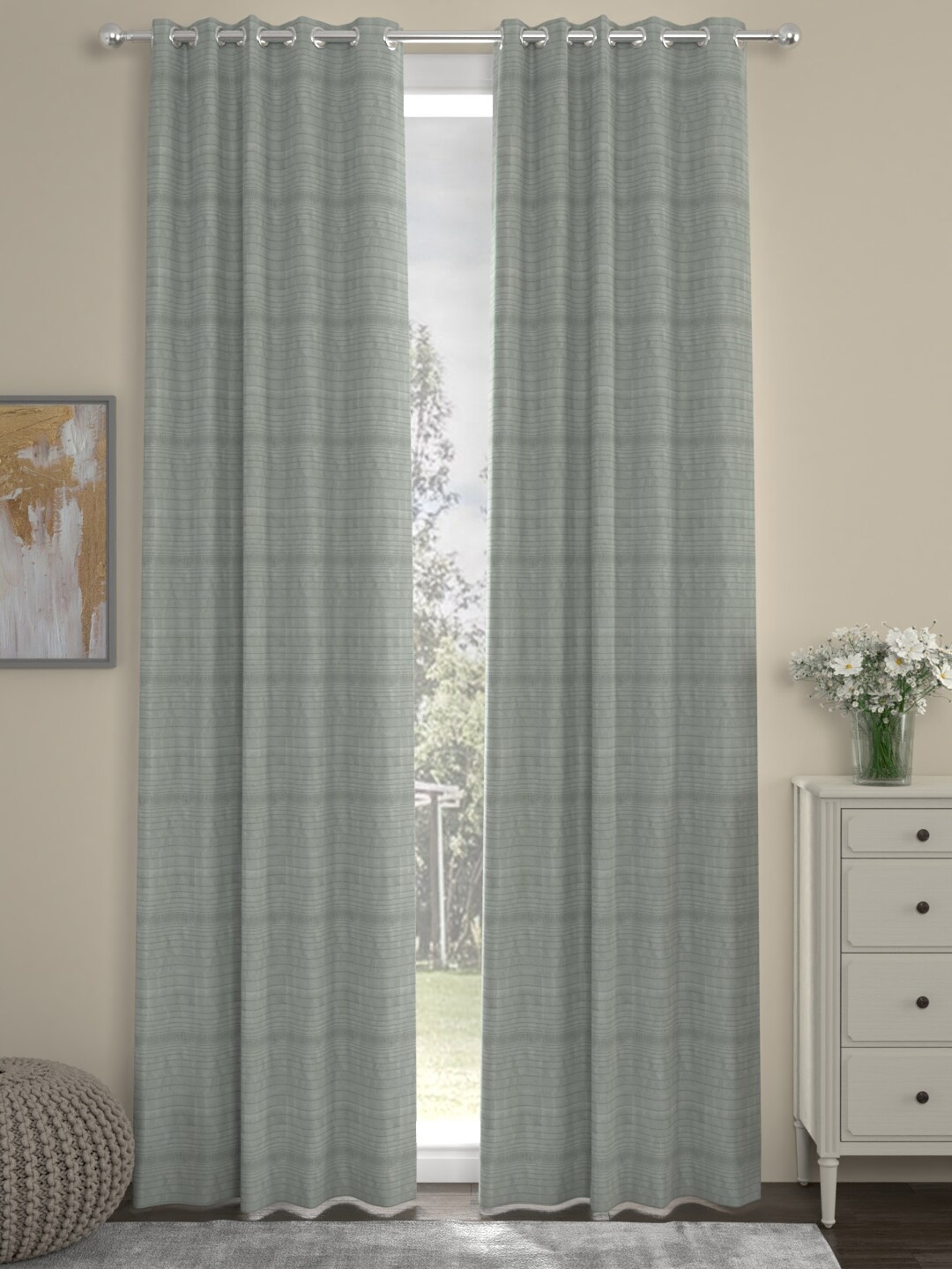 

ROSARA HOME Grey Set of 2 Long Door Curtains