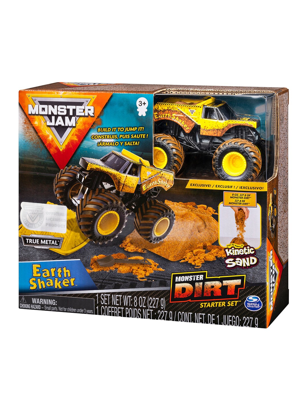 

MONSTER JAM Kids Multicoloured 1:64 Scale Die-Cast Kinetic Dirt Starter Earth Shaker Truck Play Set, Multi