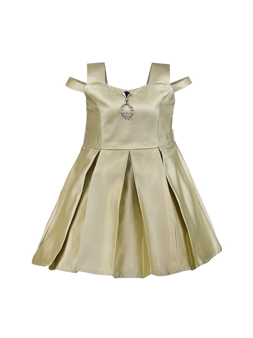 

Wish Karo Girls Olive Green Solid Fit and Flare Dress