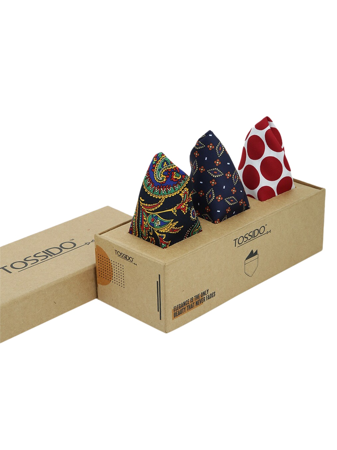 

Tossido Men Pack of 3 Multicoloured Printed Pocket Squares, Blue
