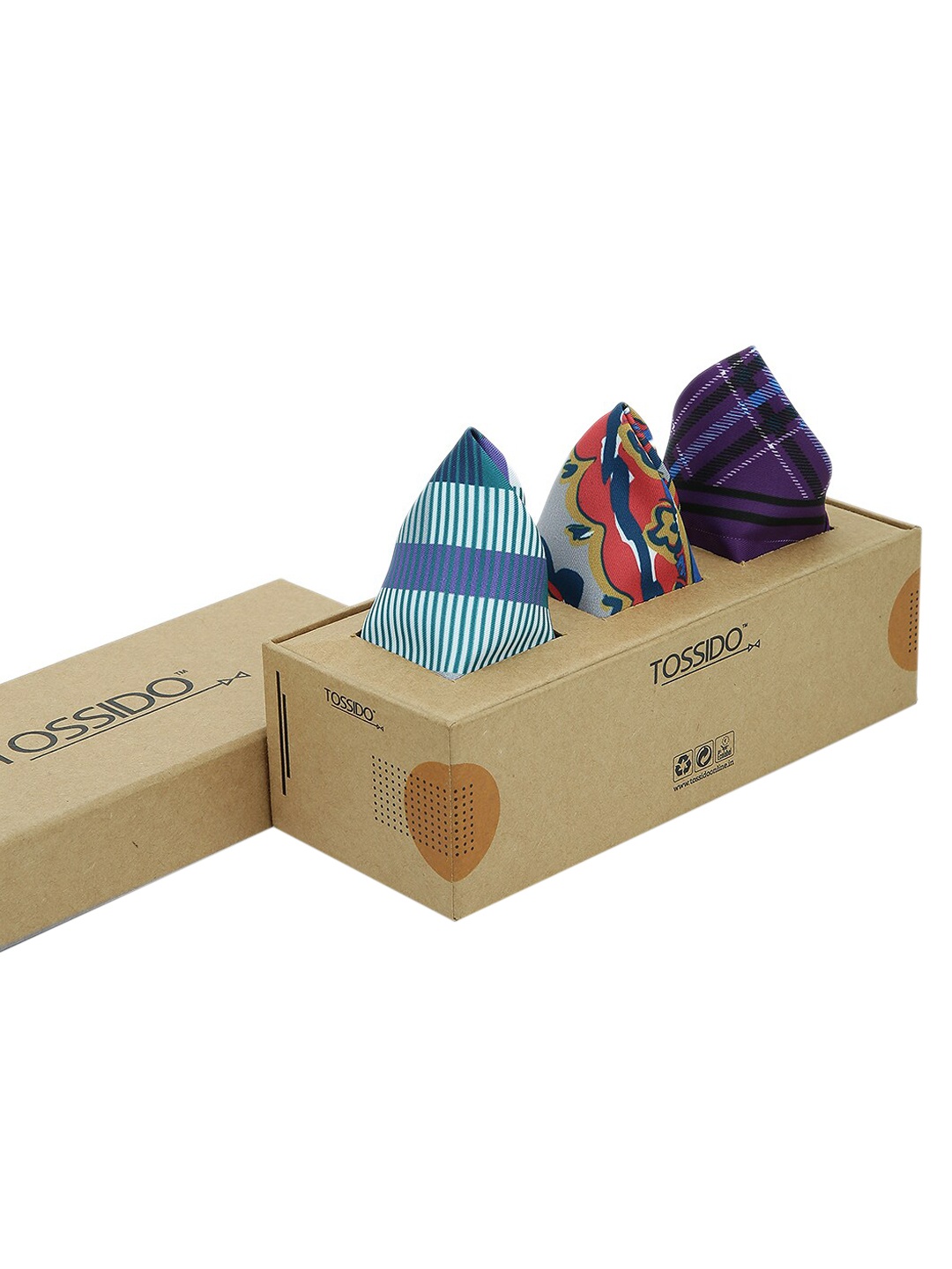 

Tossido Men Pack of 3 Multicoloured Printed Pocket Squares, Purple
