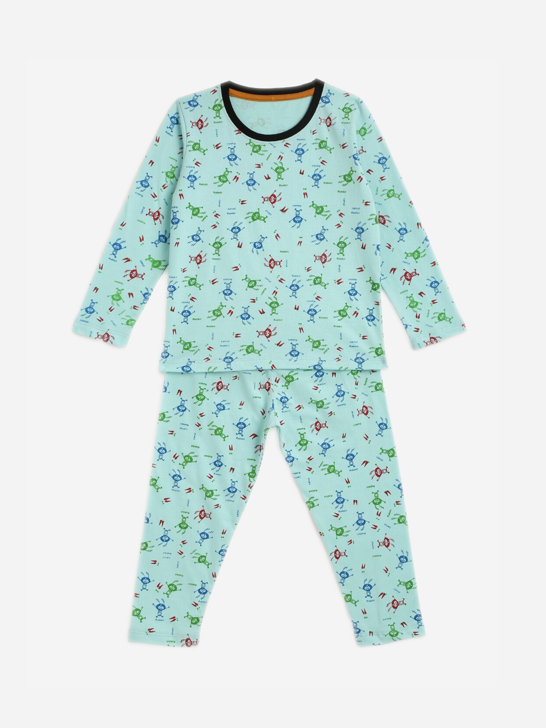 

KIDSCRAFT Girls Sea Green Printed Night Suit