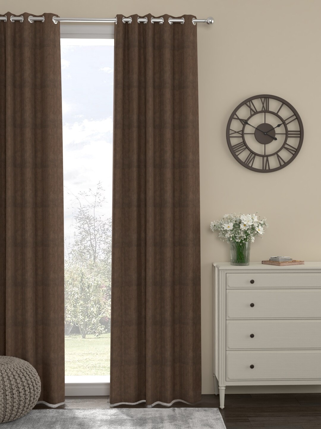 

ROSARA HOME Brown Single Long Door Curtain