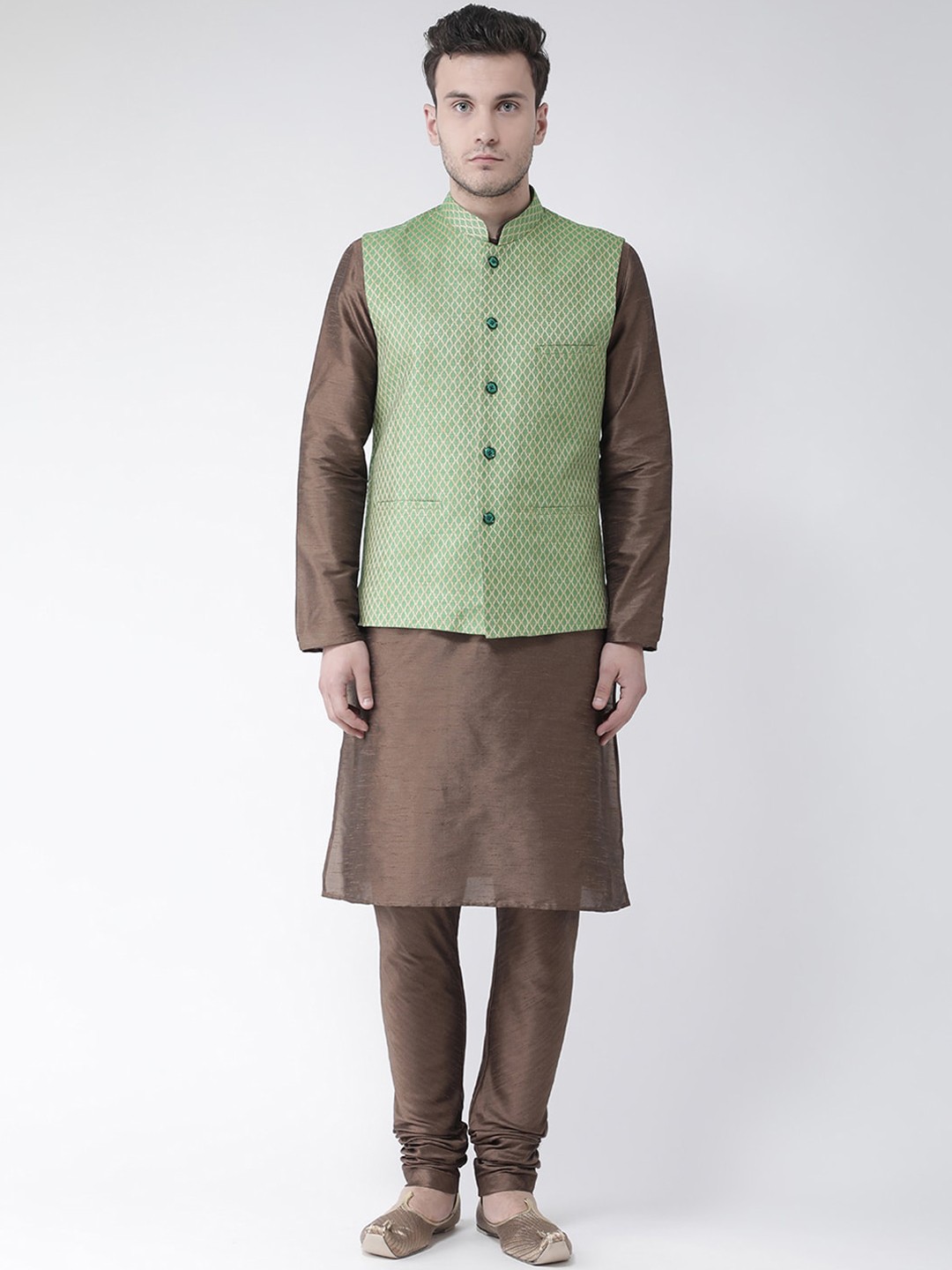 

LAMAAYA Men Green Kurta with Churidar