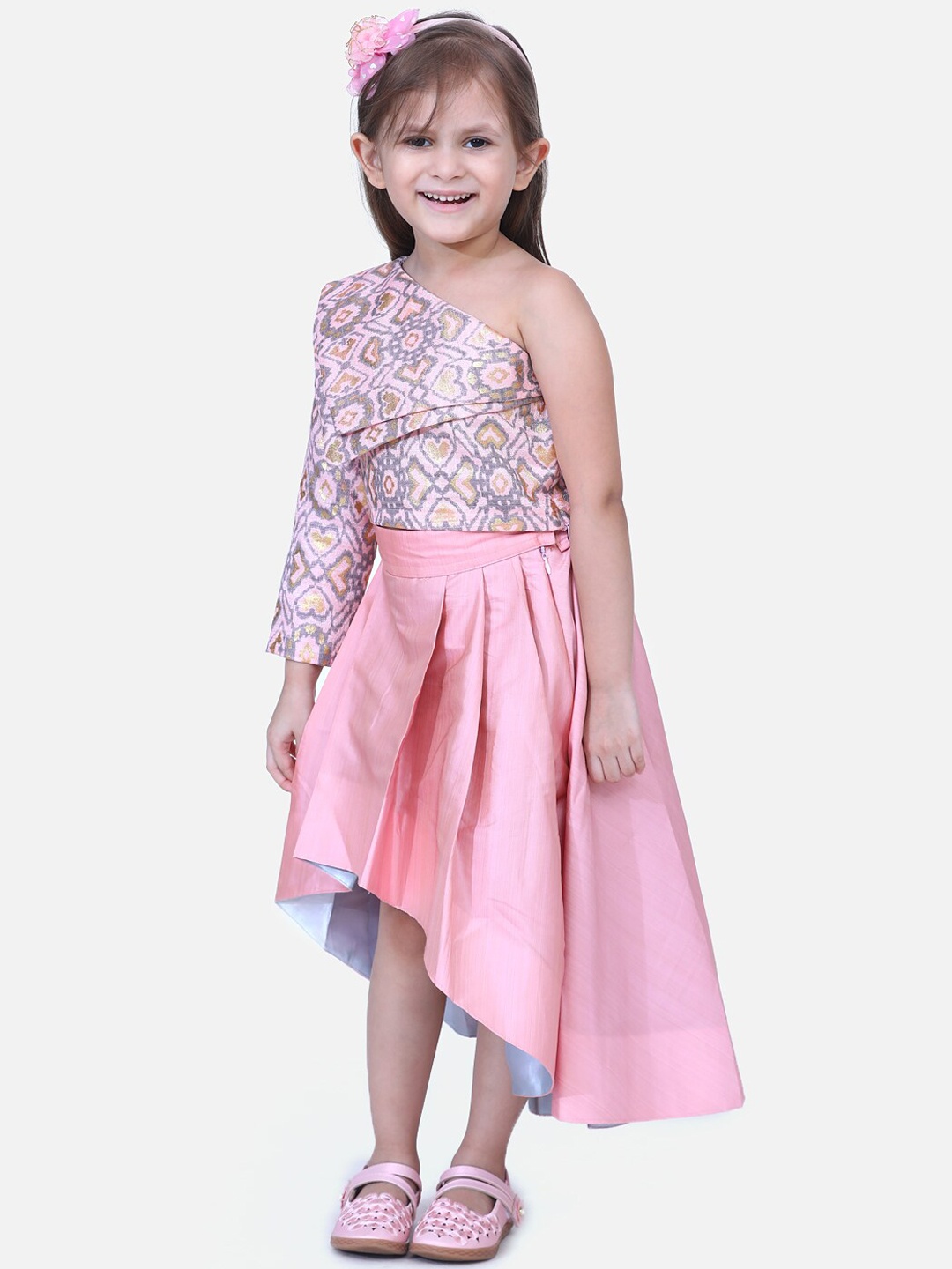 

Fairies Forever Girls Pink Printed Top with Skirt