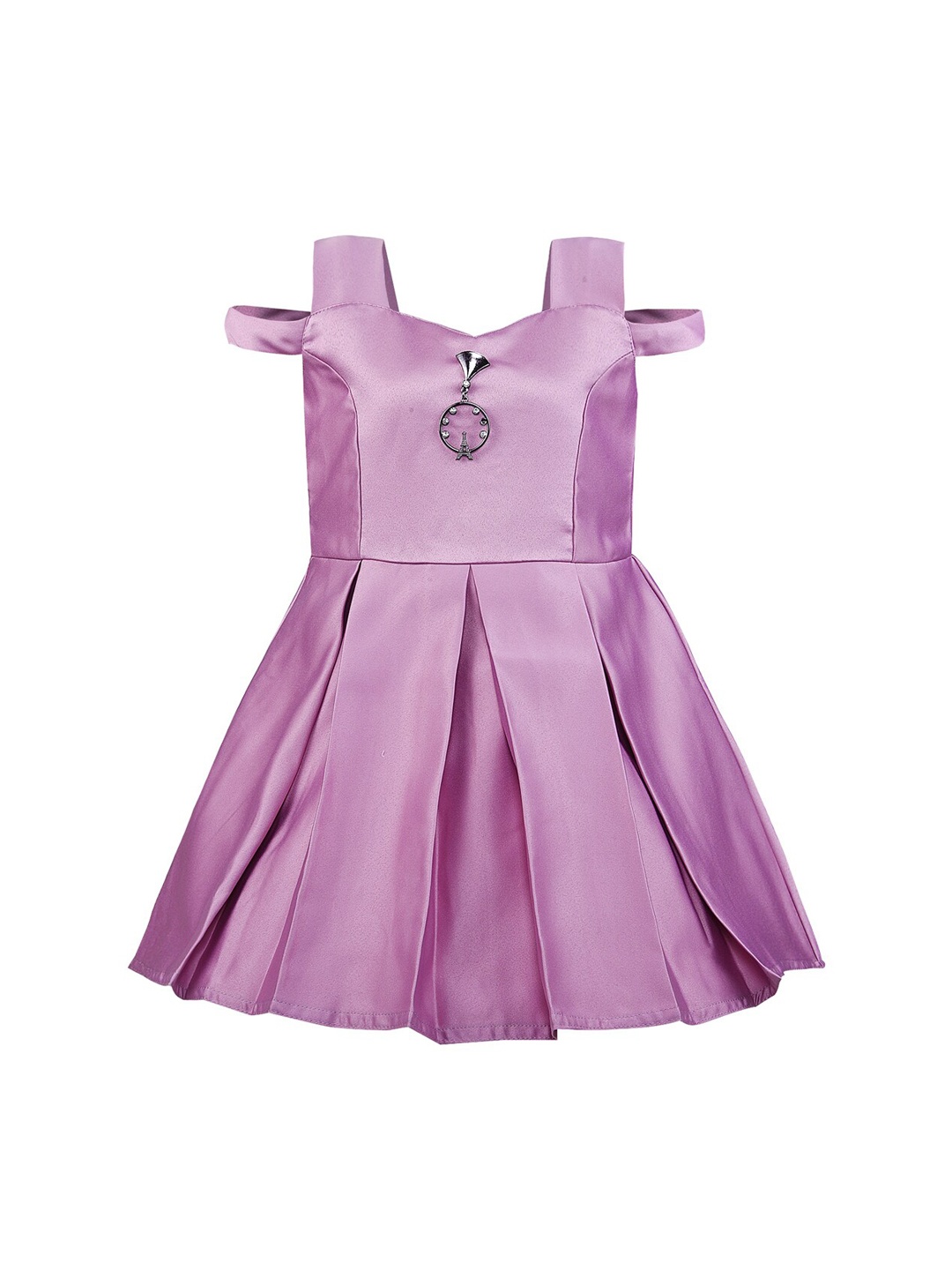 

Wish Karo Girls Purple Solid Silk Fit and Flare Dress