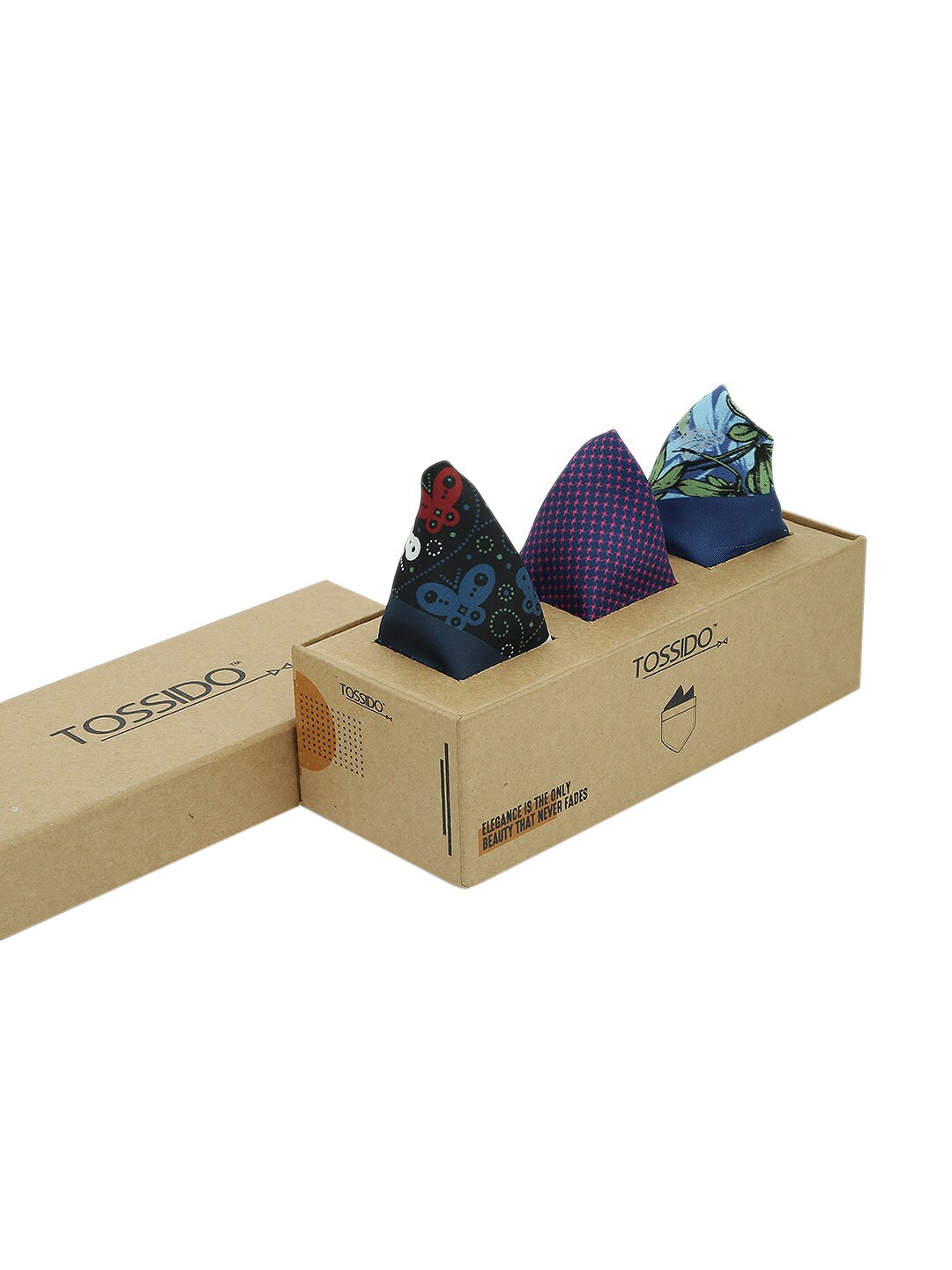 

Tossido Men Pack of 3 Printed Pocket Squares, Multi