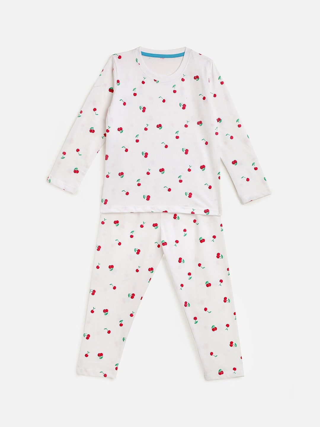 KIDSCRAFT Girls White & Red Printed Night suit