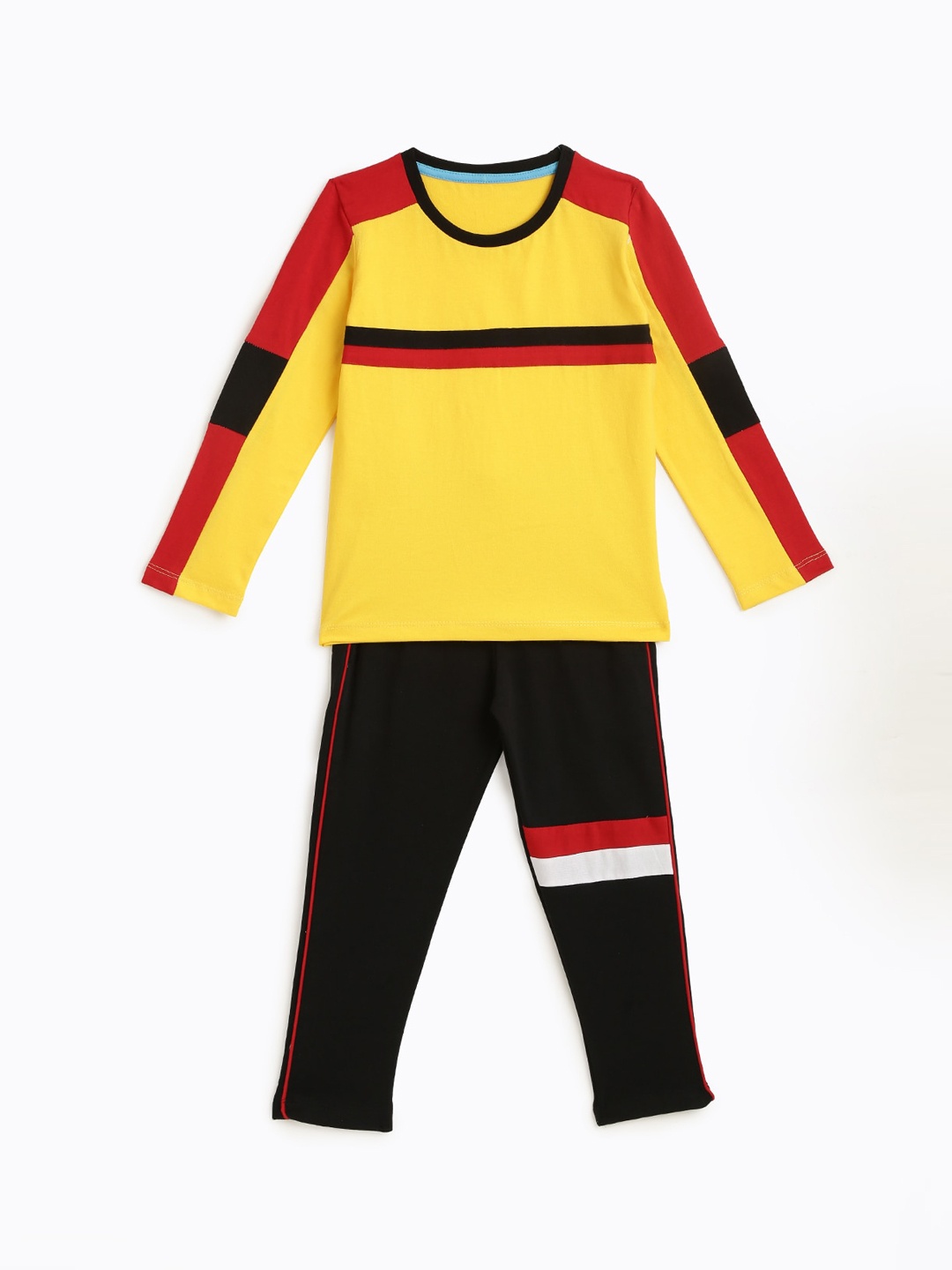 

KIDSCRAFT Boys Yellow & Black Colourblocked Night suit