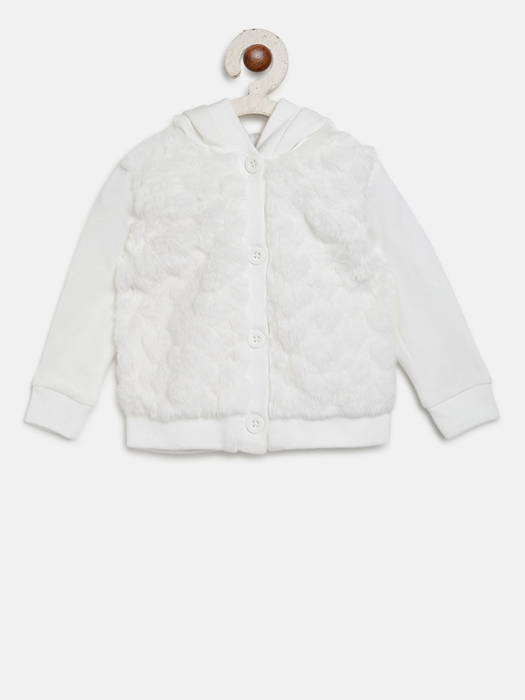 

Chicco Girls White Solid Front-Open Sweater