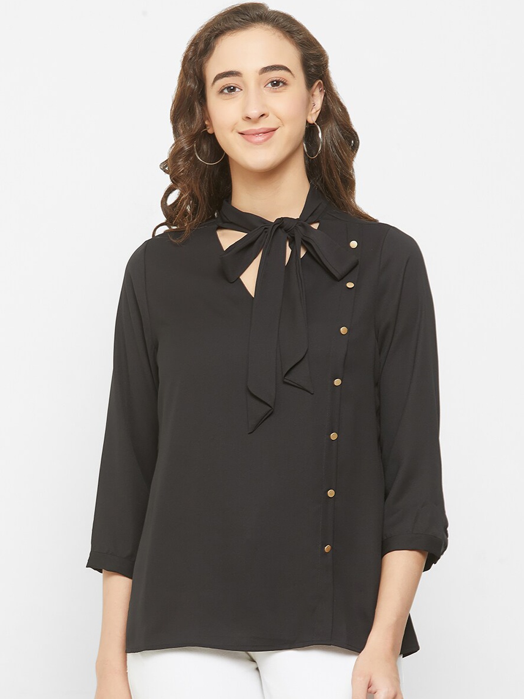 

109F Women Black Solid Top