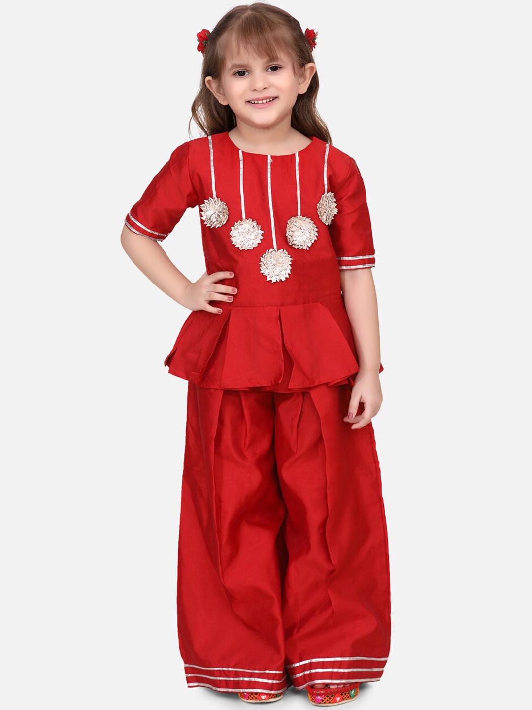 

Fairies Forever Girls Maroon Embellished Top with Palazzos