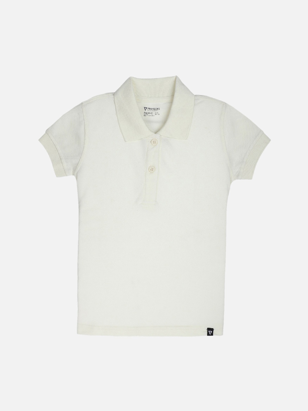 

PROTEENS Girls White Solid Polo Collar T-shirt