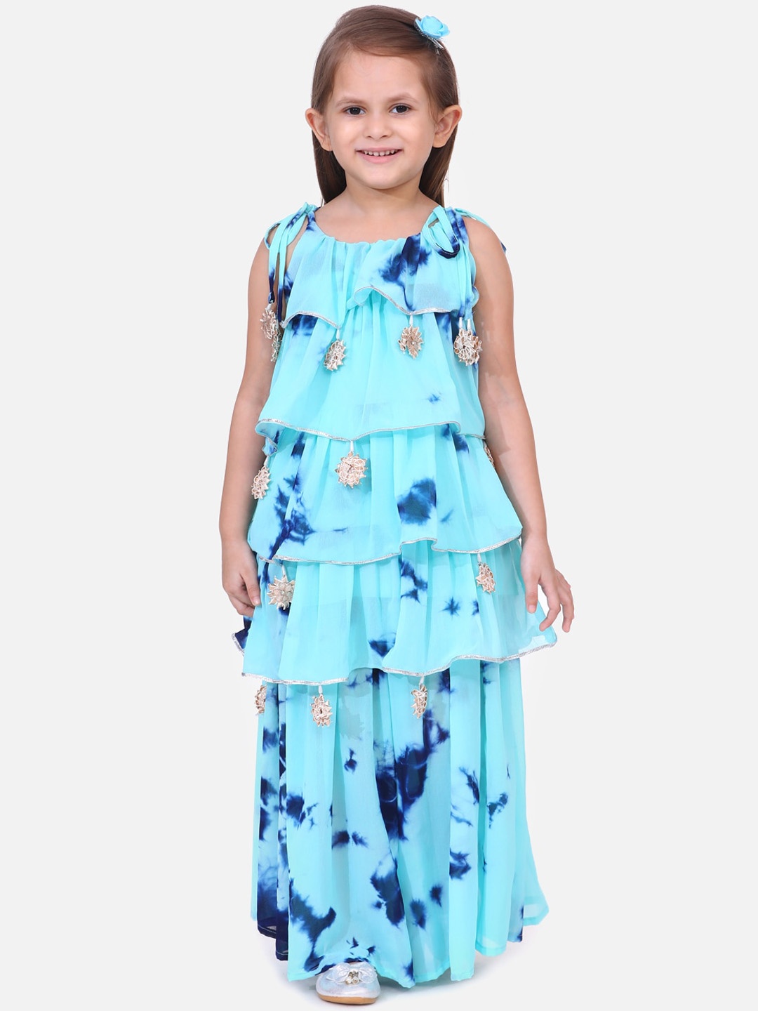 

Fairies Forever Girls Blue Printed Top with Palazzos