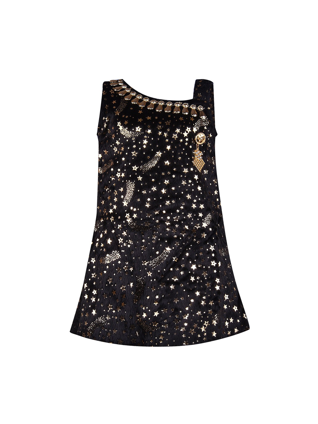 

Wish Karo Girls Black Printed A-Line Dress