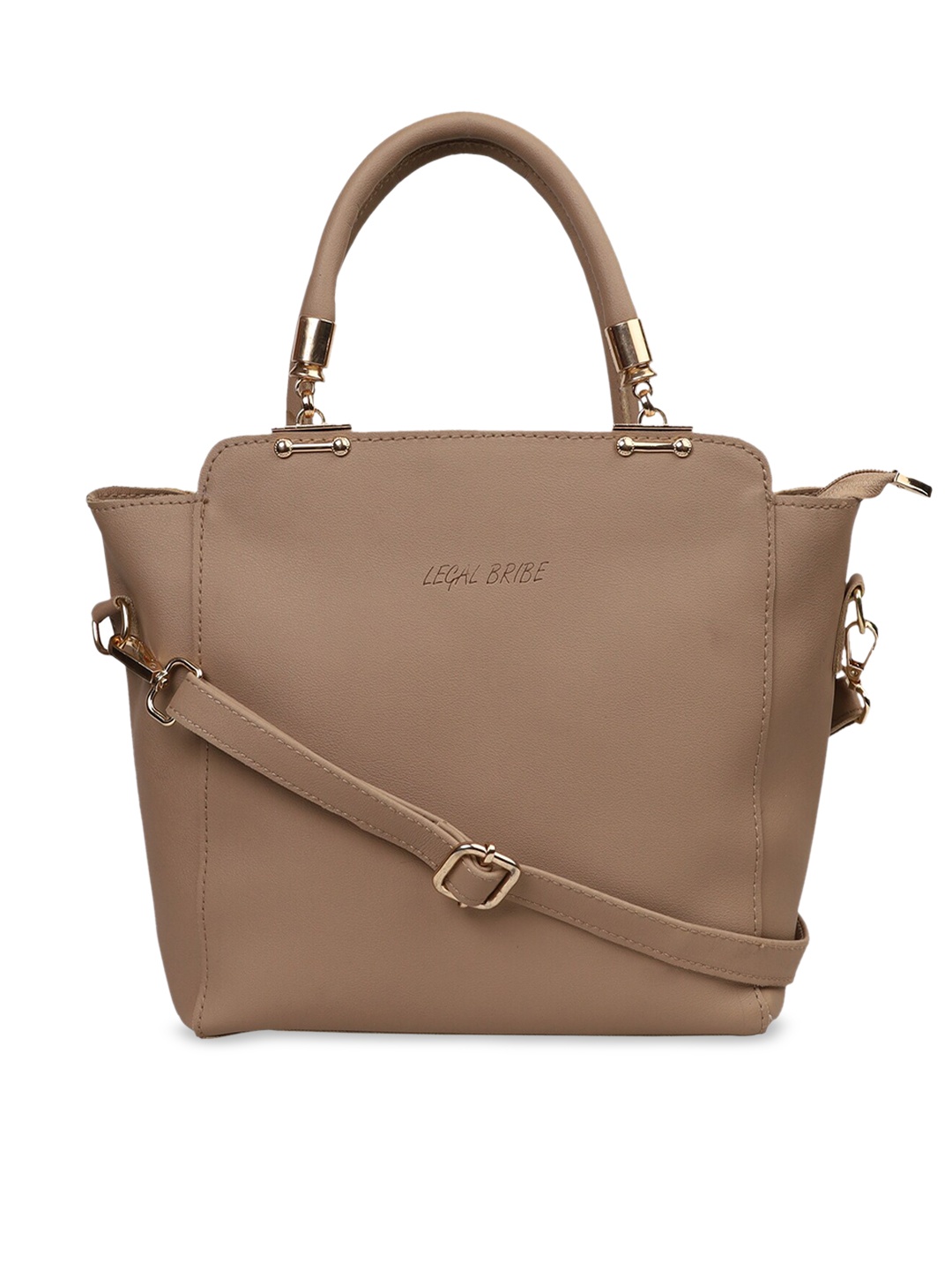 

LEGAL BRIBE Beige Solid Handheld Bag