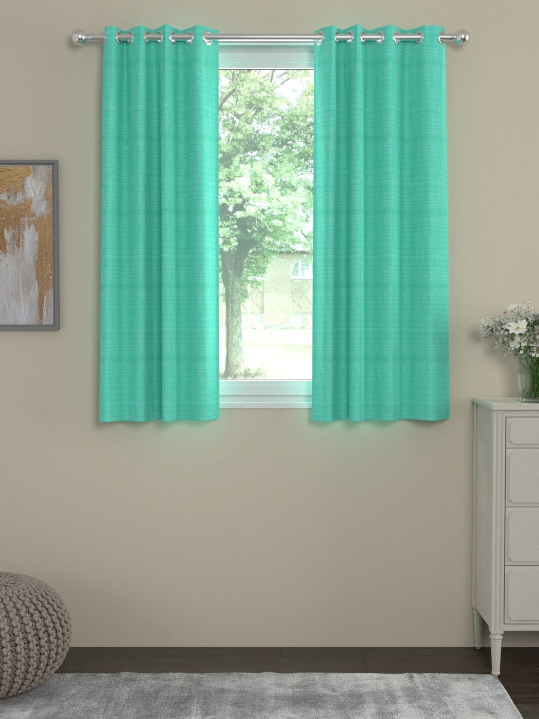 

ROSARA HOME Sea Green Set of 2 Window Curtains