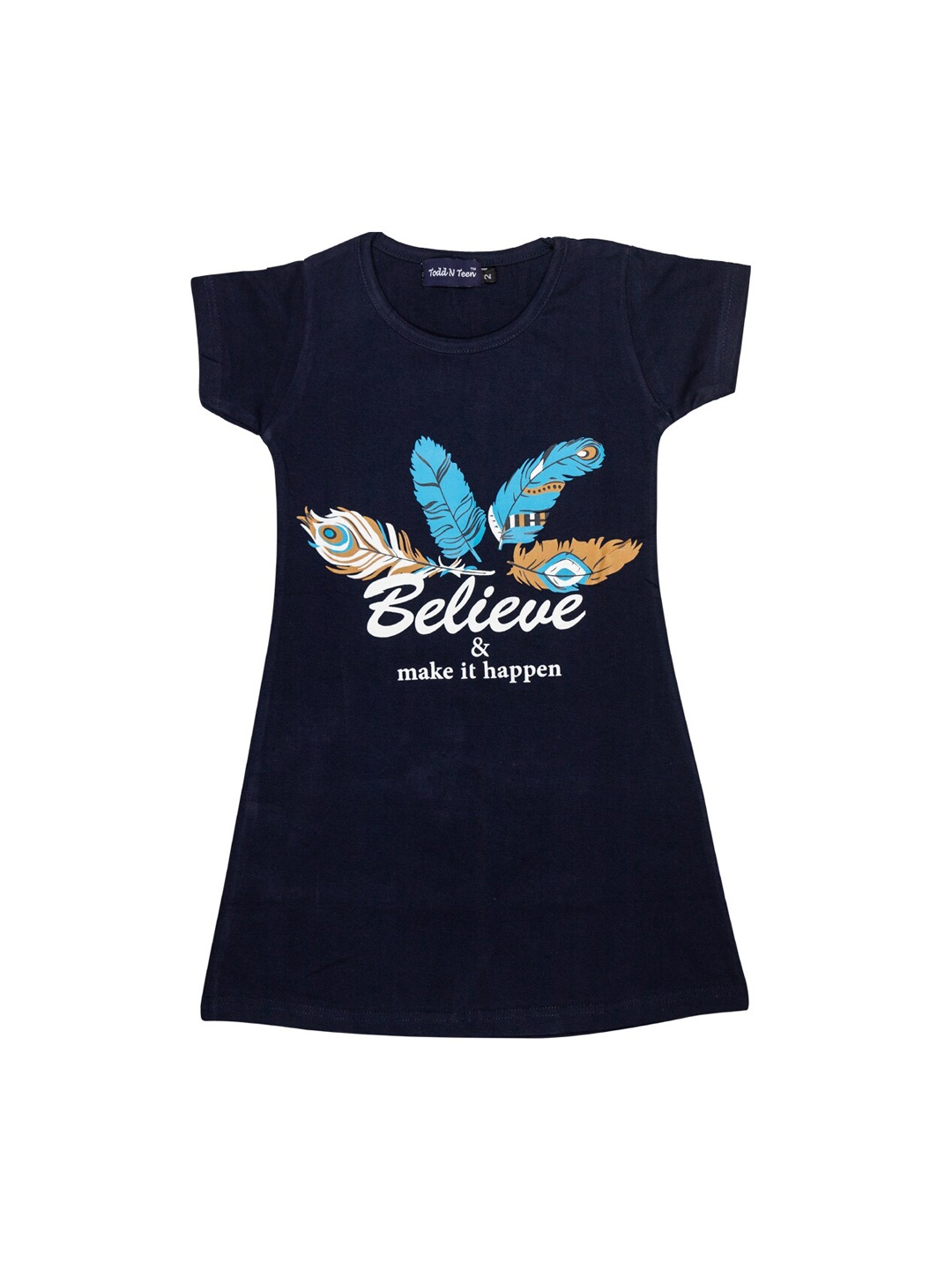 

Todd N Teen Girls Navy Blue Printed Sleep T-Shirt