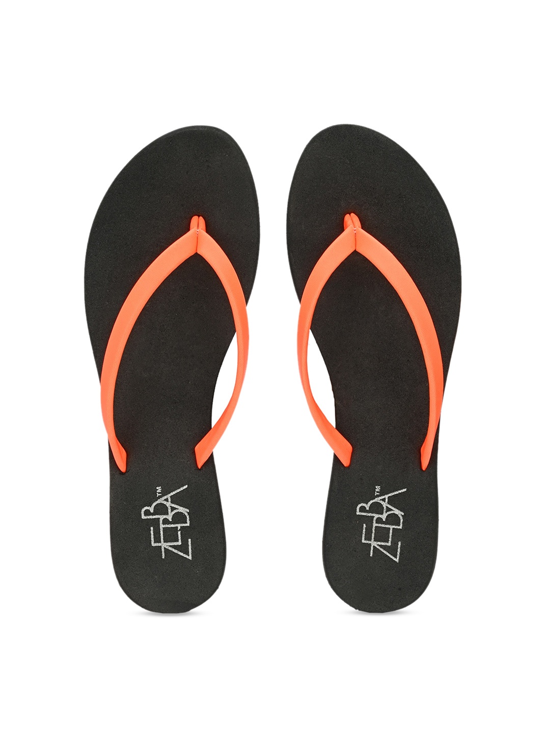 

Zebba Women Orange & Black Solid Thong Flip-Flops