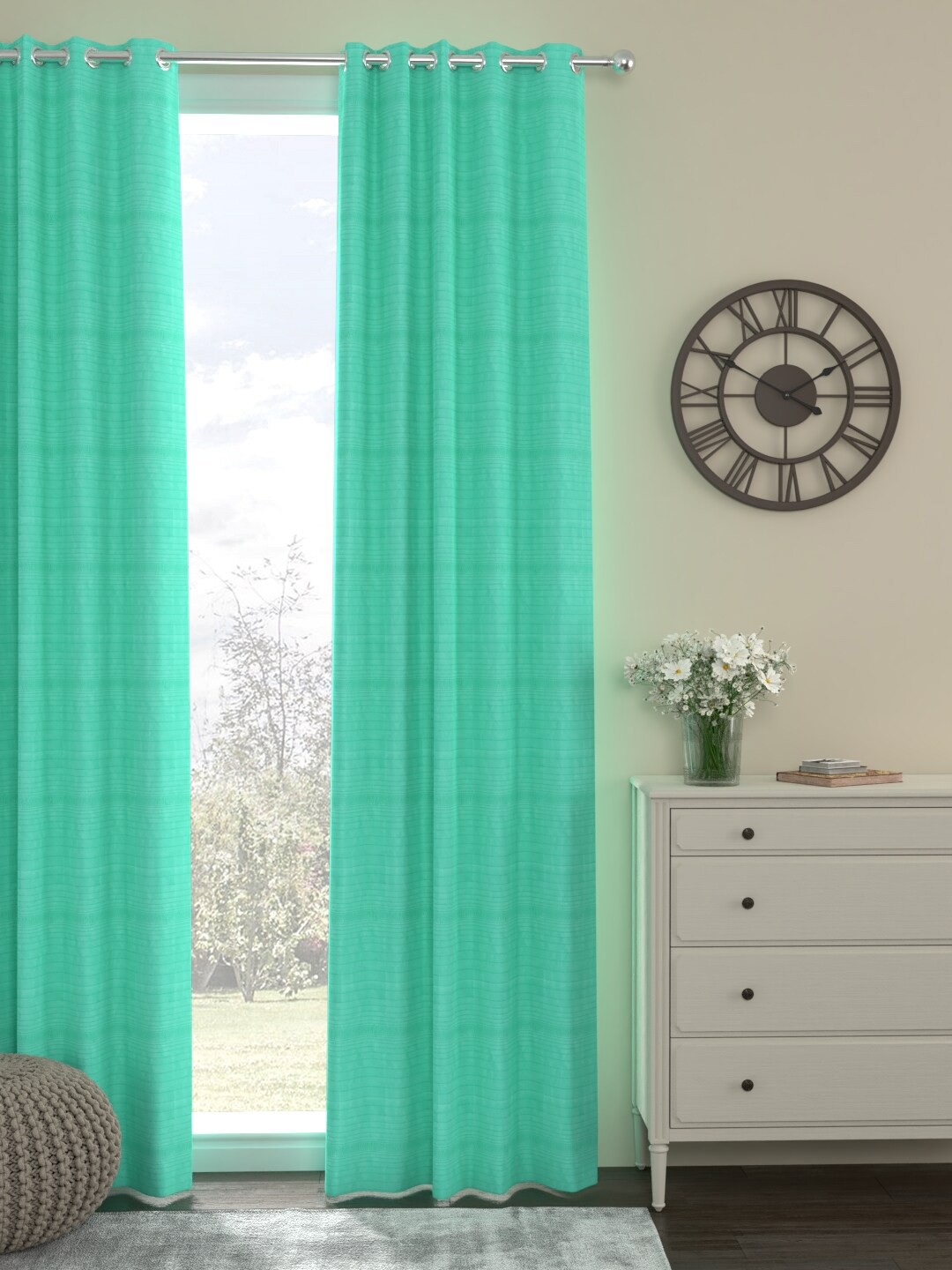 

ROSARA HOME Turquoise Blue Single Long Door Curtain