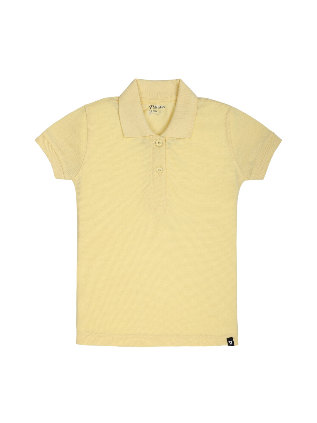 

PROTEENS Girls Yellow Solid Polo Collar T-shirt