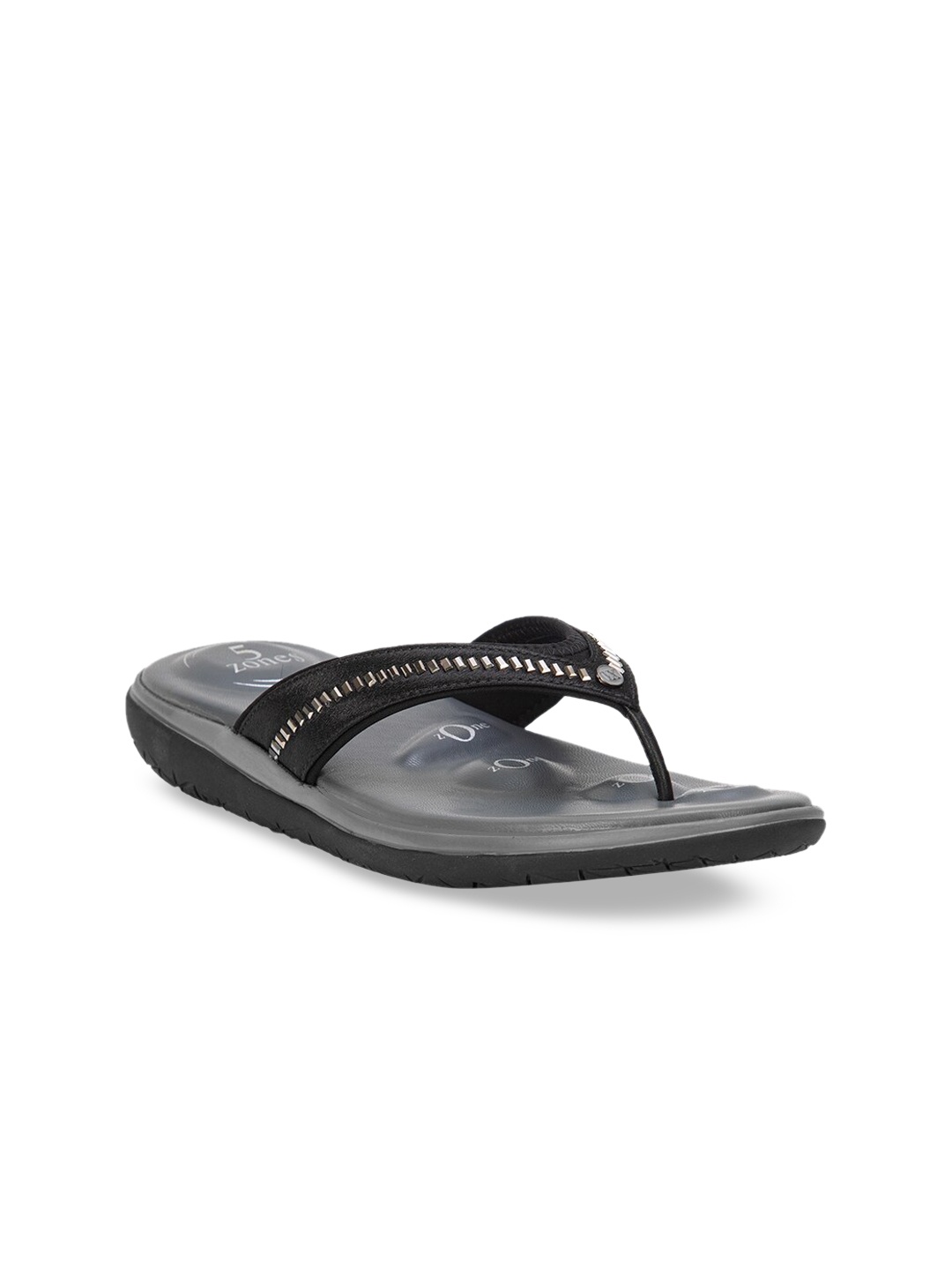 

VON WELLX GERMANY Women Black Embellished Leather Open Toe Flats