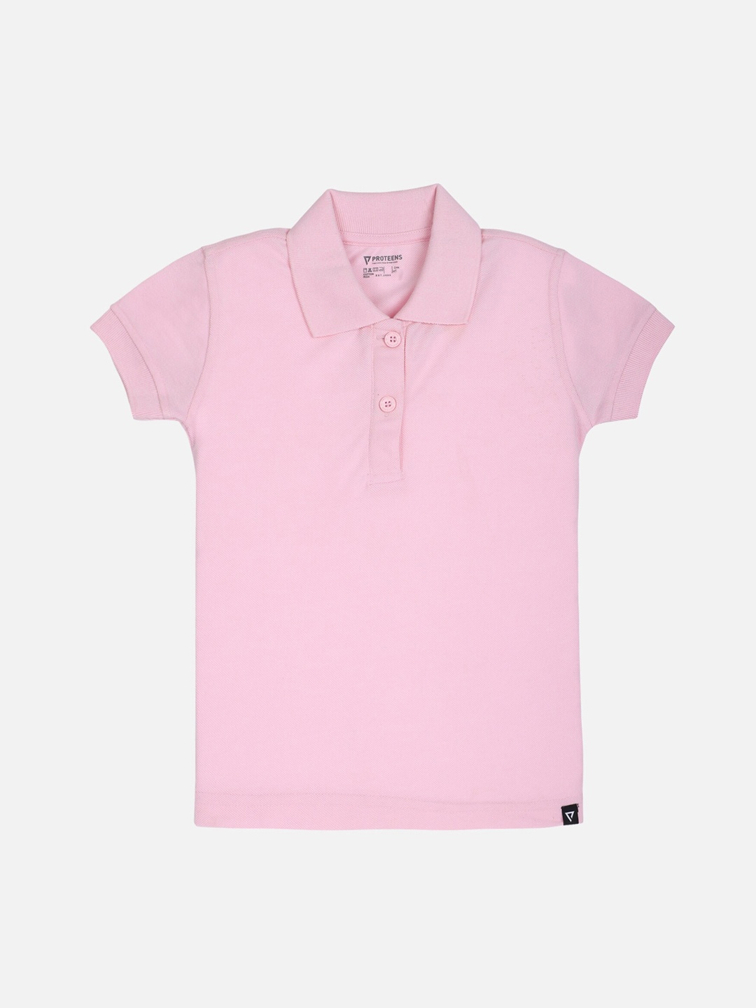 

PROTEENS Girls Pink Solid Polo Collar T-shirt
