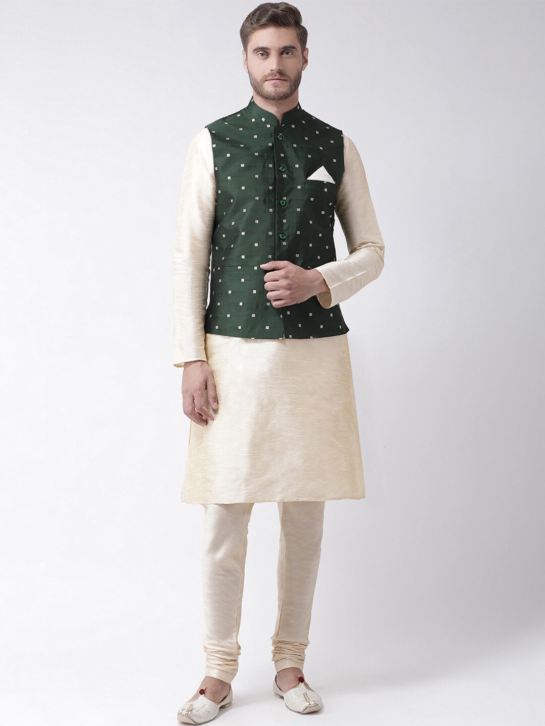 

LAMAAYA Men Cream-Coloured Kurta Set