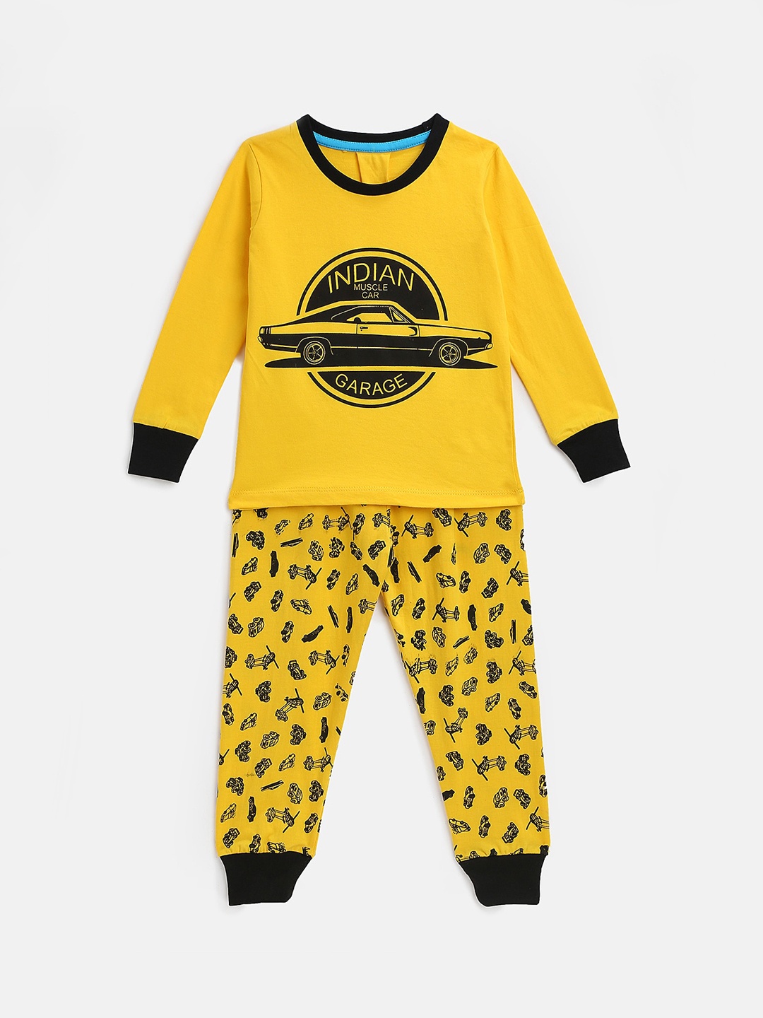 KIDSCRAFT Boys Yellow Printed Night suit