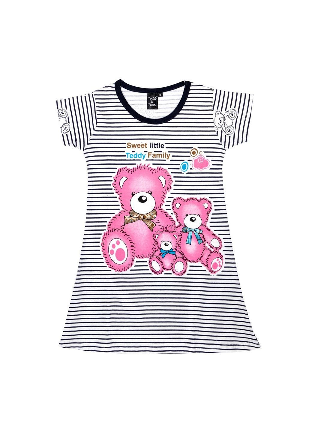 

Todd N Teen Girls Black & Pink Printed Nightdress