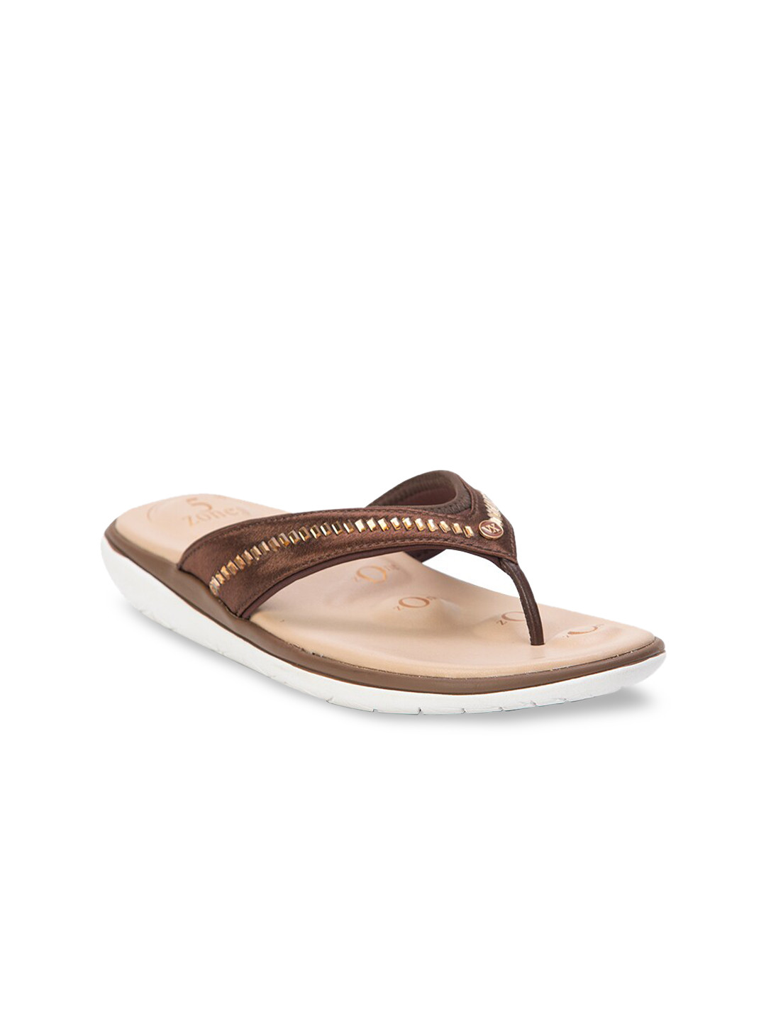 

VON WELLX GERMANY Women Brown Embellished Leather Open Toe Flats