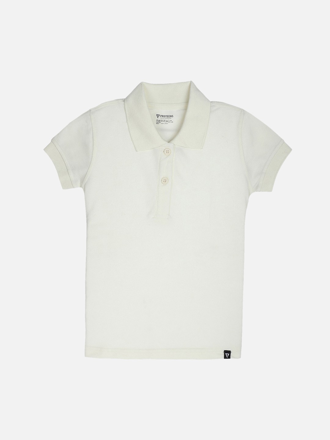 

PROTEENS Girls White Solid Polo Collar T-shirt