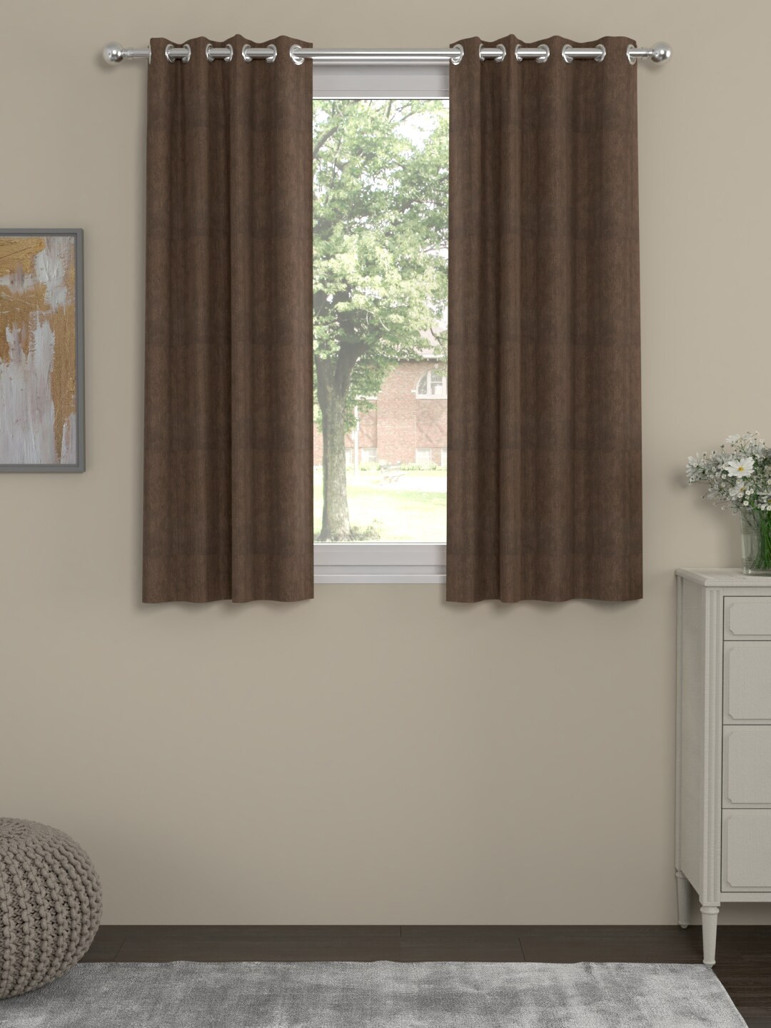 

ROSARA HOME Brown Single Window Curtain