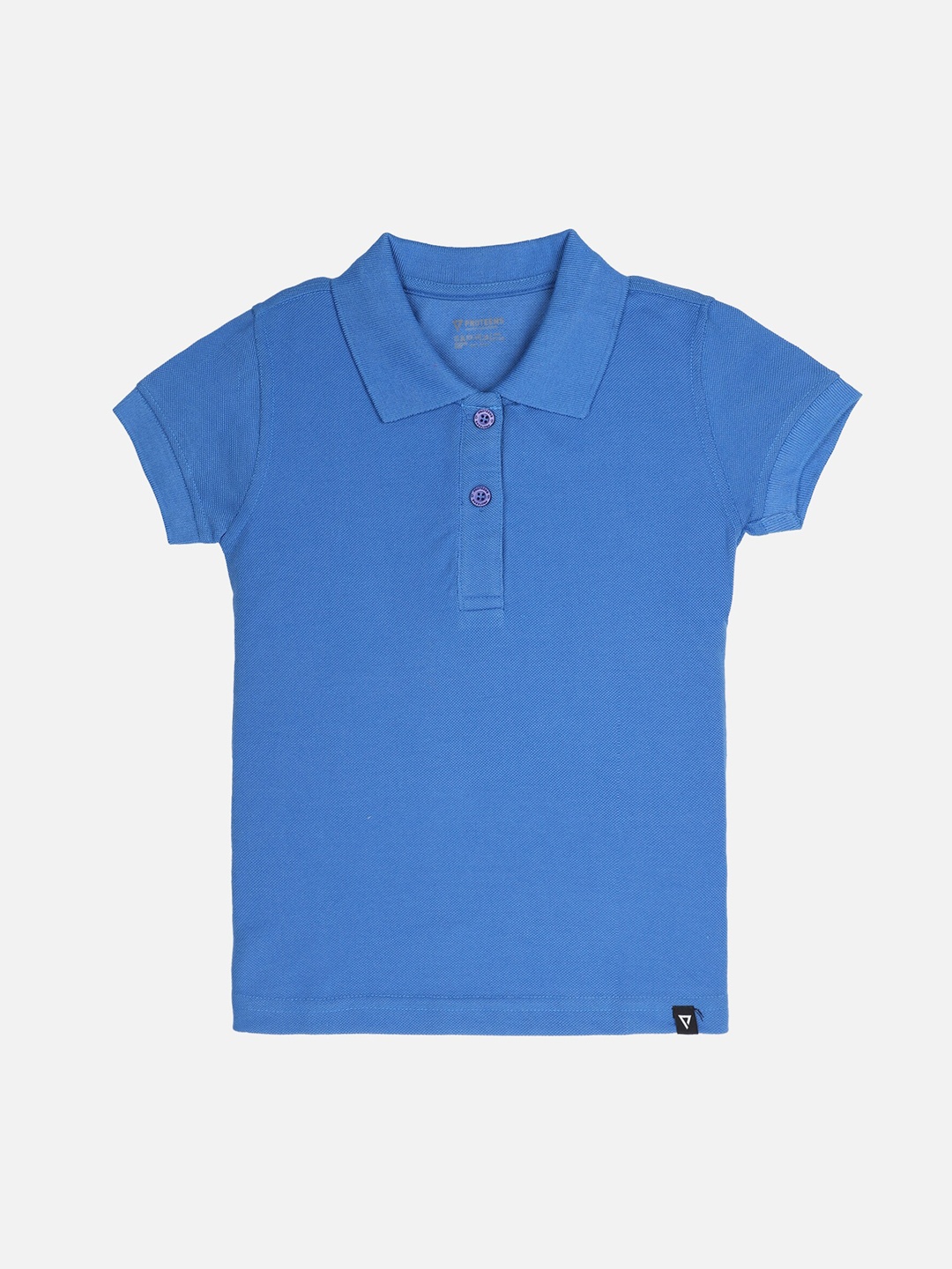 

PROTEENS Girls Blue Solid Polo Collar T-shirt