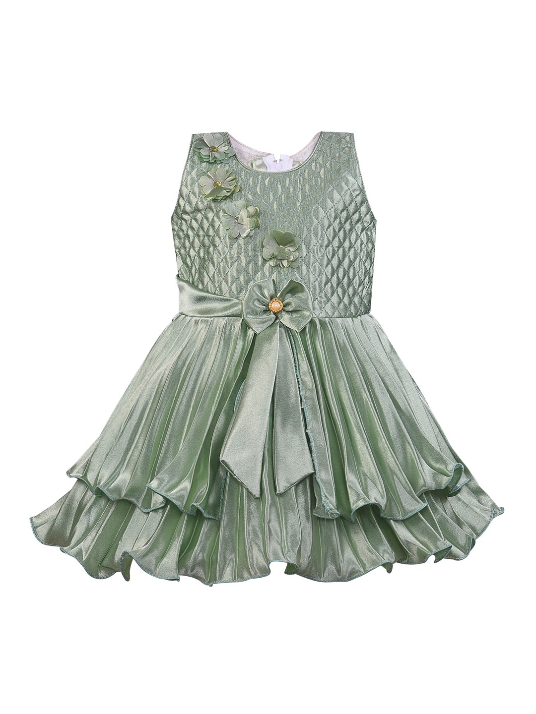 

Wish Karo Girls Sea Green Solid Fit and Flare Dress