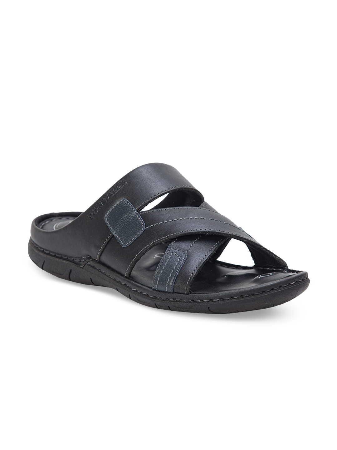 

VON WELLX GERMANY Men Black Leather Comfort Sandals