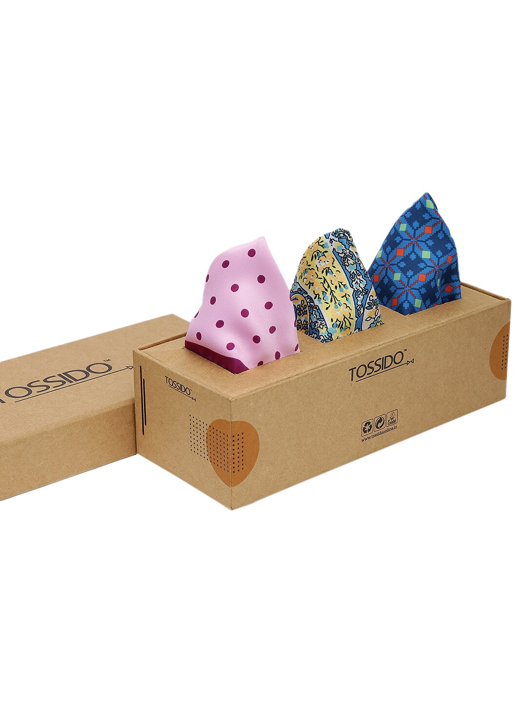 

Tossido Men Pack Of 3 Pocket Squares, Blue